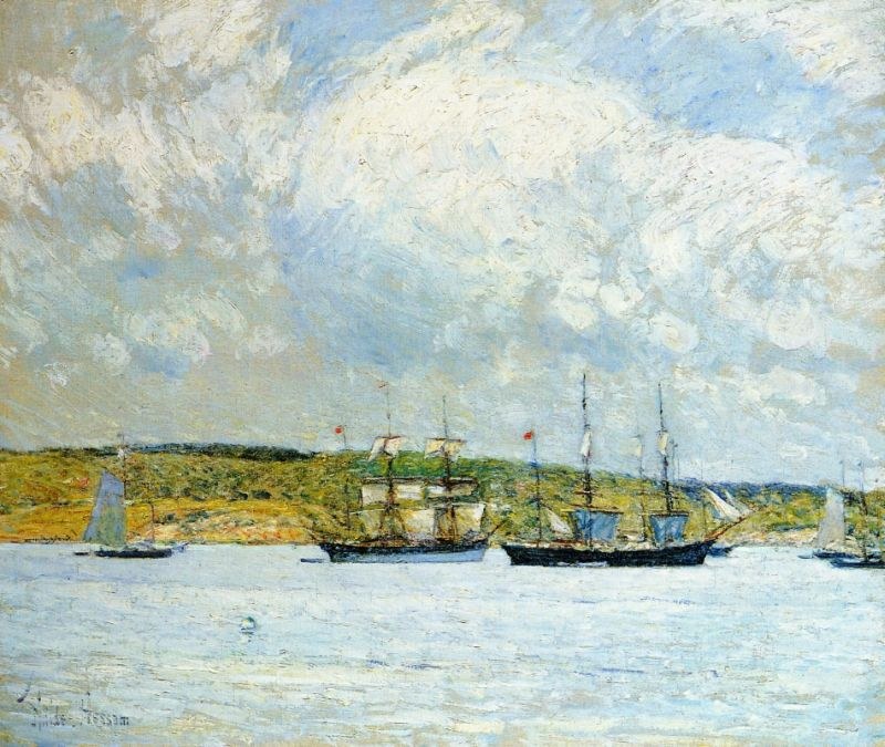 childe hassam A Parade of Boats